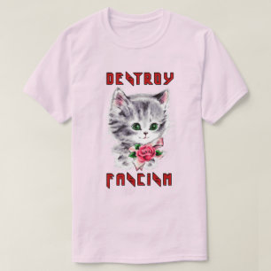 Niedlich Retro Kitten - Zerstörung des Faschismus T-Shirt