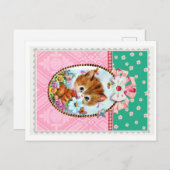 Niedlich Retro Kitty Postkarte (Vorne/Hinten)