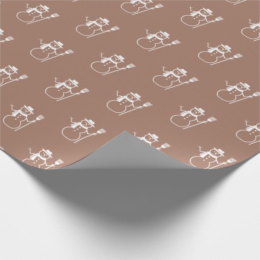 Niedlich Retro Latte Brown Snowman Pattern Geschenkpapier (Ecke)