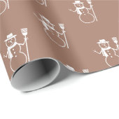 Niedlich Retro Latte Brown Snowman Pattern Geschenkpapier (Rolleneckpunkt)