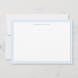 Niedlich Retro Light Blue Gingham Kariert Personal Mitteilungskarte