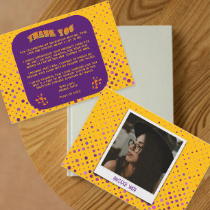 Niedlich Retro Lila Gelb Aquamarines Orangen Grad  Dankeskarte