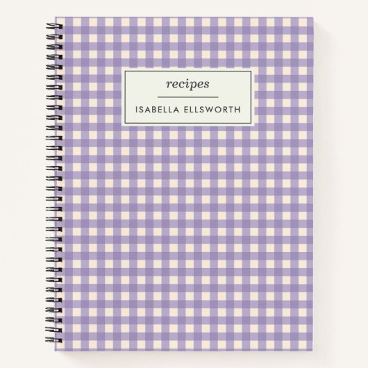 Niedlich Retro Lilac Gingham Kariertes Personalisi Notizblock (Vorderseite)