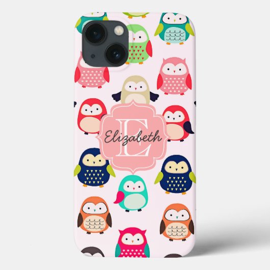 Niedlich Retro Litte Owls Mit Monogramm Case-Mate iPhone Hülle (Rückseite)