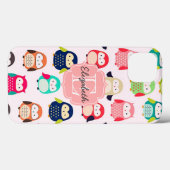Niedlich Retro Litte Owls Mit Monogramm Case-Mate iPhone Hülle (Rückseite (Horizontal))