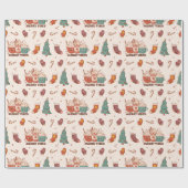 Niedlich Retro Merry Vibes Christmas Kawaii Muster Geschenkpapier (Flach)