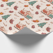 Niedlich Retro Merry Vibes Christmas Kawaii Muster Geschenkpapier (Ecke)