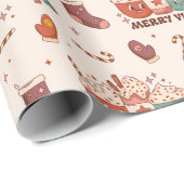Niedlich Retro Merry Vibes Christmas Kawaii Muster Geschenkpapier (Rolleneckpunkt)