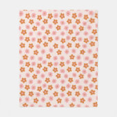 Niedlich Retro Mod Pop Blume Rosa und Burnt Orange Fleecedecke (Vorderseite)