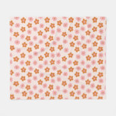Niedlich Retro Mod Pop Blume Rosa und Burnt Orange Fleecedecke (Vorderseite (Horizontal))
