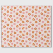 Niedlich Retro Mod Pop Blume Rosa und Burnt Orange Geschenkpapier (Flach)