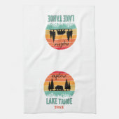 Niedlich Retro Mountain Lake Tahoe Souvenir Geschirrtuch (Vertikal)