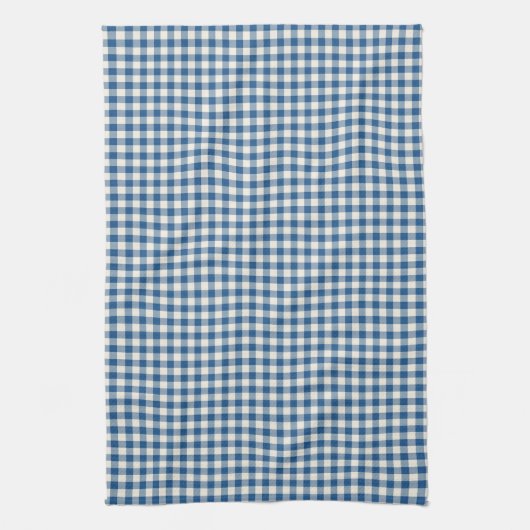 Niedlich Retro Navy Blue Gingham Kariertes Muster Geschirrtuch (Vertikal)