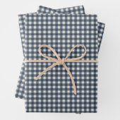 Niedlich Retro Navy Gingham Kariertes Muster Geschenkpapier Set (Beispiel)