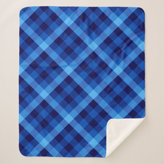 Niedlich Retro Ocean Blue Kariert Medium Sherpa Bl Sherpadecke (Vorderseite)