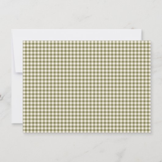 Niedlich Retro Olive Green Gingham Kariert Persona Mitteilungskarte (Rückseite)