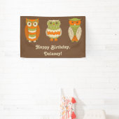 Niedlich Retro Owls Brown Personalisiert Banner (InSitu)