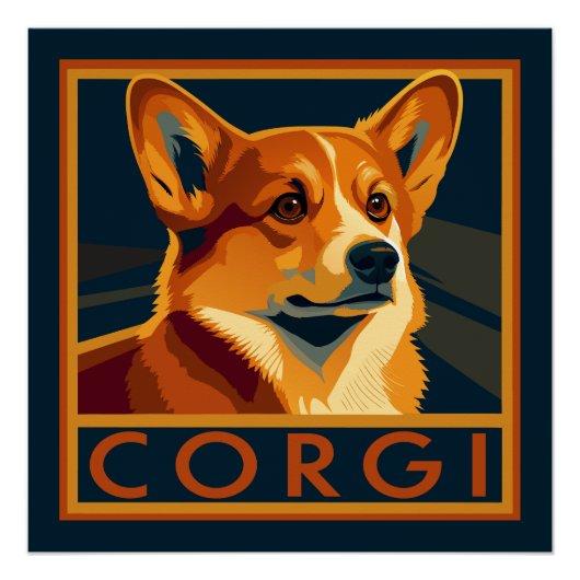 Niedlich Retro Pembroke Welsh Corgi Poster (Vorderseite)