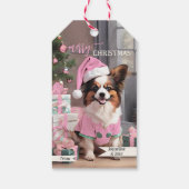Niedlich Retro Pink Hund Frohe Weihnachten Geschenkanhänger (Rückseite)