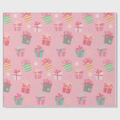 Niedlich Retro Pink Weihnachten Geschenkpapier (Flach)