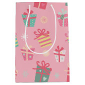 Niedlich Retro Pink Weihnachten Mittlere Geschenktüte (Vorderseite)