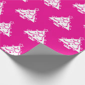 Niedlich Retro Pink White Christmas Tree Muster Geschenkpapier (Ecke)