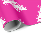 Niedlich Retro Pink White Christmas Tree Muster Geschenkpapier (Rolleneckpunkt)