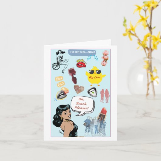 Niedlich, Retro, Quirky und Funny Galentine's Day Karte (Gelbe Blume)