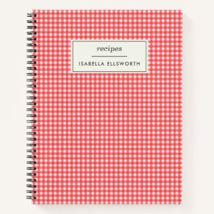 Niedlich Retro Red Gingham Kariertes Personalisier Notizblock