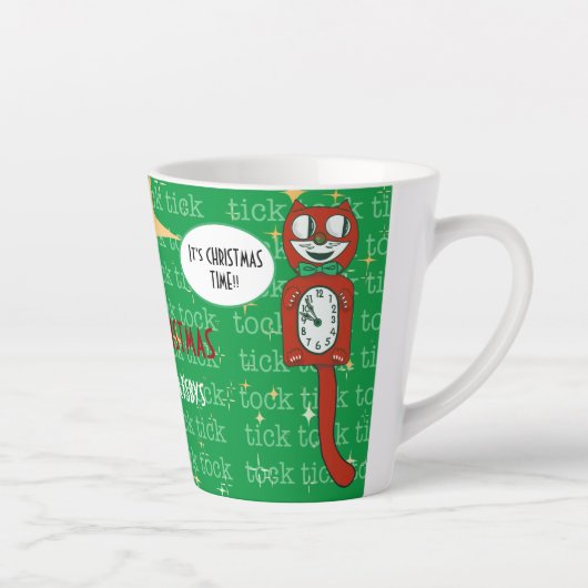 Niedlich Retro Red Green Custom Christmas Cat Milchtasse (Rechts)