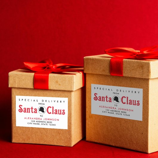 Niedlich Retro Red Santa Claus Desk Weihnachtslief Rechteckiger Aufkleber