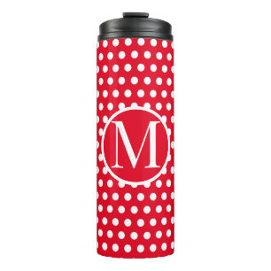 Niedlich Retro Red und White Polka Dot Anfangsbuch Thermosbecher