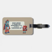 Niedlich Retro Robots Personalisierte Sci-Fi Gepäckanhänger (Rückseite horizontal)