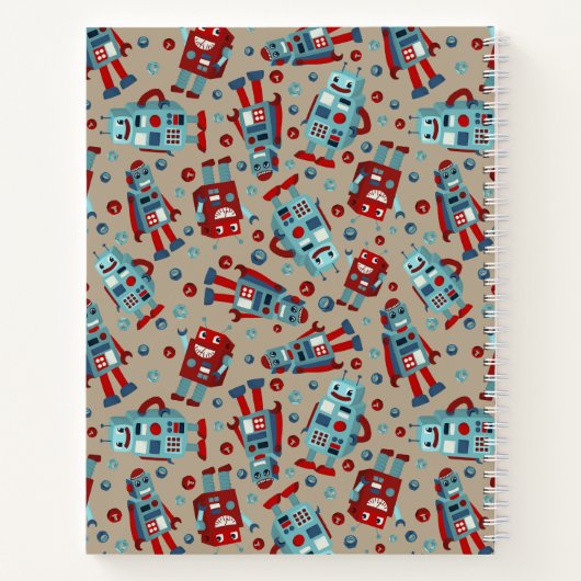 Niedlich Retro Robots Personalisierte Sci-Fi Notizblock (Rückseite)