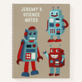 Niedlich Retro Robots Personalisierte Sci-Fi Notizblock (Vorderseite)