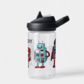 Niedlich Retro Robots Personalisierte Sci-Fi Trinkflasche (Links)