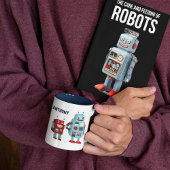 Niedlich Retro Robots Personalisierte Sci-Fi Zweifarbige Tasse