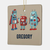 Niedlich Retro Robots Personalisiertes Sci-Fi-Foto Keramikornament (Links)