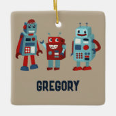Niedlich Retro Robots Personalisiertes Sci-Fi-Foto Keramikornament (Vorderseite)