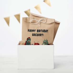 Niedlich Retro Robots Sci-Fi Boys Geburtstag Geschenktütchen