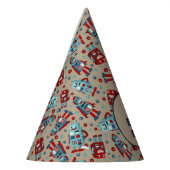 Niedlich Retro Robots Sci-Fi Boys Geburtstag Partyhütchen (Links)