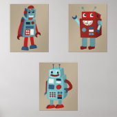 Niedlich Retro Robots Sci-Fi Themed Bilderwand Sets (Vorderseite)