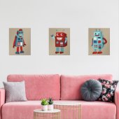 Niedlich Retro Robots Sci-Fi Themed Bilderwand Sets (Wohnzimmer)