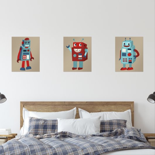 Niedlich Retro Robots Sci-Fi Themed Bilderwand Sets (Schlafzimmer)