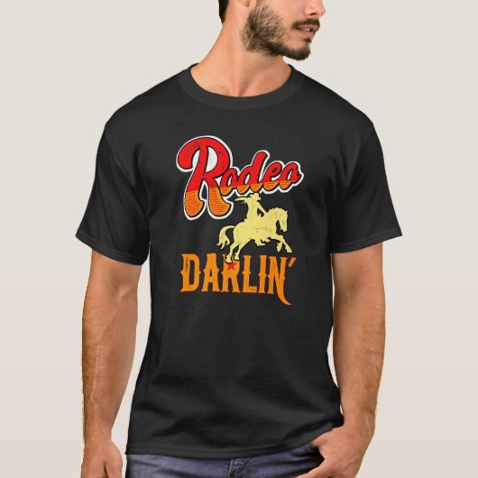 Niedlich Retro Rodeo Darlin' Horse & Bull G T-Shirt (Vorderseite)