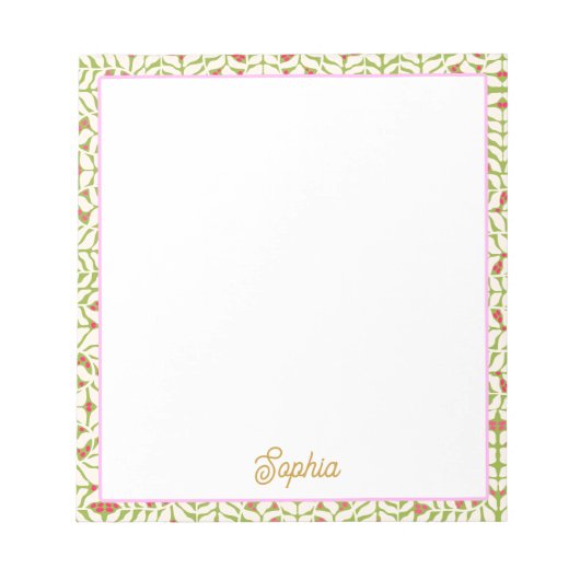 Niedlich Retro Rosa grün Personalisiert Notizblock (Vorderseite)