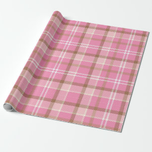 Niedlich Retro Rosa Kariertes Tartan Muster Geschenkpapier