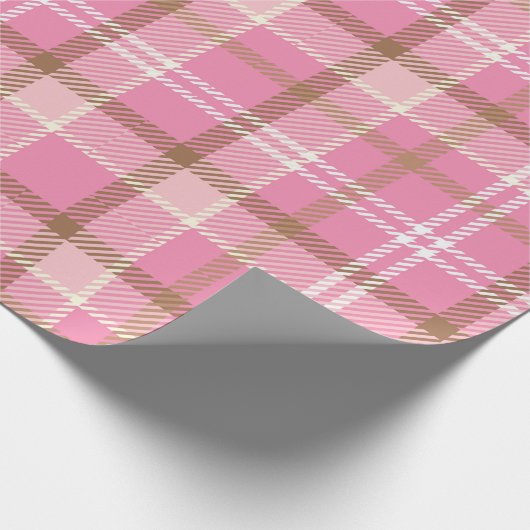 Niedlich Retro Rosa Kariertes Tartan Muster Geschenkpapier (Ecke)