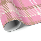 Niedlich Retro Rosa Kariertes Tartan Muster Geschenkpapier (Rolleneckpunkt)