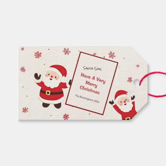 Niedlich Retro Santa Christmas Geschenkanhänger (Vorderseite (Horizontal))